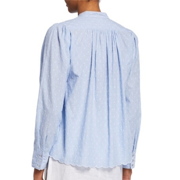 Joie Abidan clip dot cotton blouse Cornflower blue long sleeve women's size XS - Picture 9 of 9